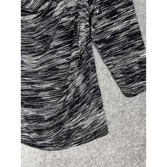 Calvin Klein Draped Scoop Neck Top Womens Size XL Stretch 3/4 Sleeve Black White - Picture 5 of 7